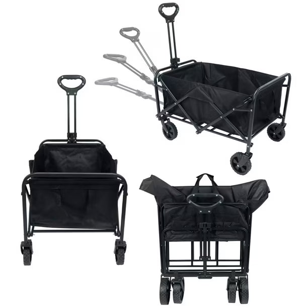 Carro Camping Plegable Negro con 4 Rueda