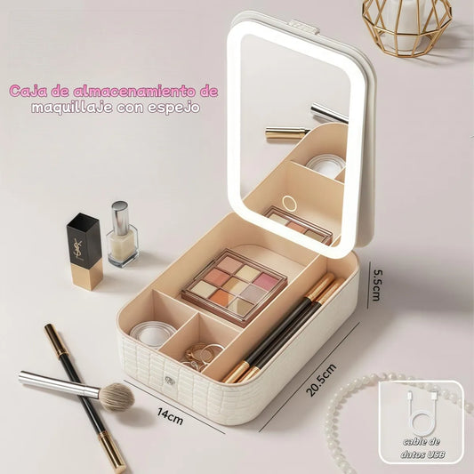 Estuche Maquillaje Portatil Espejo LED