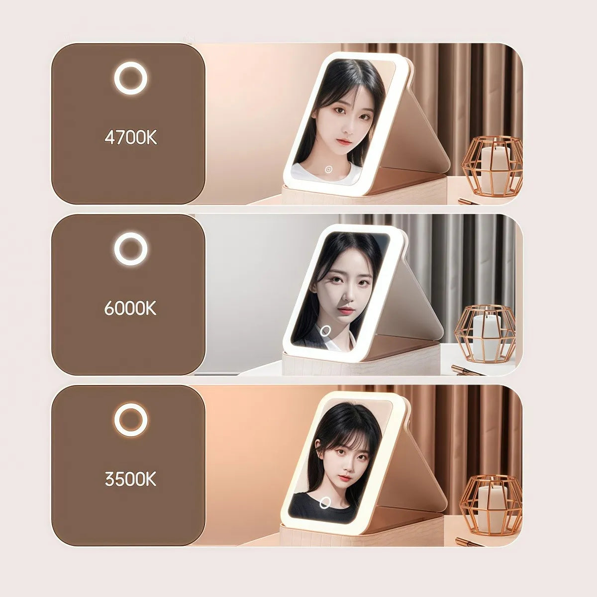 Estuche Maquillaje Portatil Espejo LED