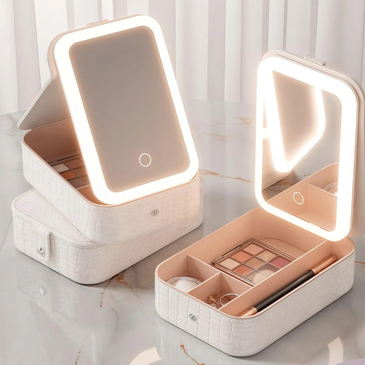 Estuche Maquillaje Portatil Espejo LED